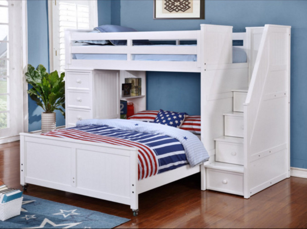 Harriet Bee Danelle Twin Over Full LShaped Bunk Bed & Reviews Wayfair
